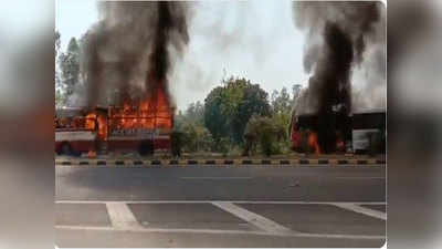 अयोध्याः हिस्ट्रीशीटर की हत्या के बाद तांडव, हाइवे जाम कर दो बसों में लगाई आग