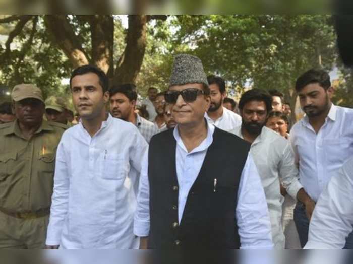 Rampur: Samajwadi Party (SP) candidate from Rampur, Azam Khan, and his son Adeeb...