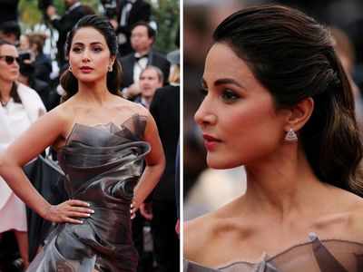 Cannes: सिल्वर मटैलिक गाउन में फिर रेड कार्पेट पर छाईं Hina Khan