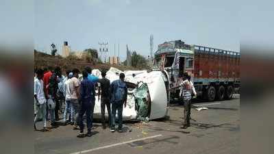 ಬೆಳಗಾವಿ: ಕಾರಿನ ಟೈರ್‌ ಸ್ಫೋಟ, ಲಾರಿಗೆ ಡಿಕ್ಕಿ, ಐವರ ದುರ್ಮರಣ