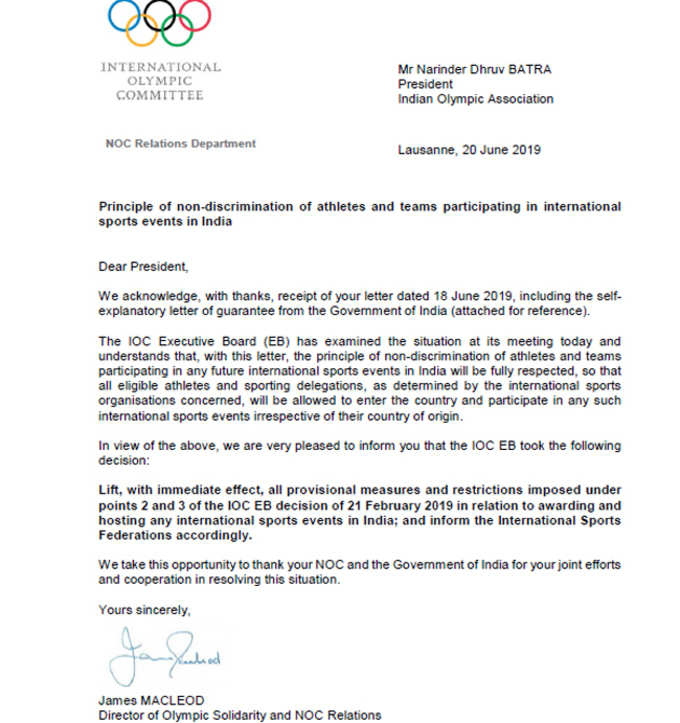 IOC Letter