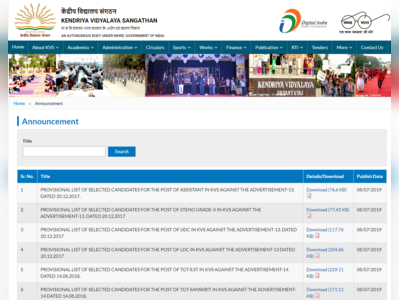 KVS Result 2019: PRT/TGT और अन्य पदों का रिजल्ट जारी, इन डायरेक्ट लिंक से देखें