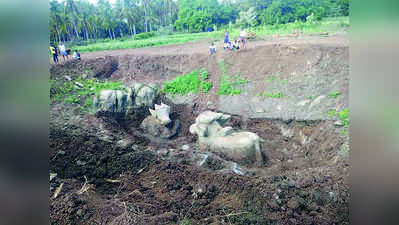 ಅಪೂರ್ಣ ನಂದಿ ಮೂರ್ತಿಗಳು ಪತ್ತೆ