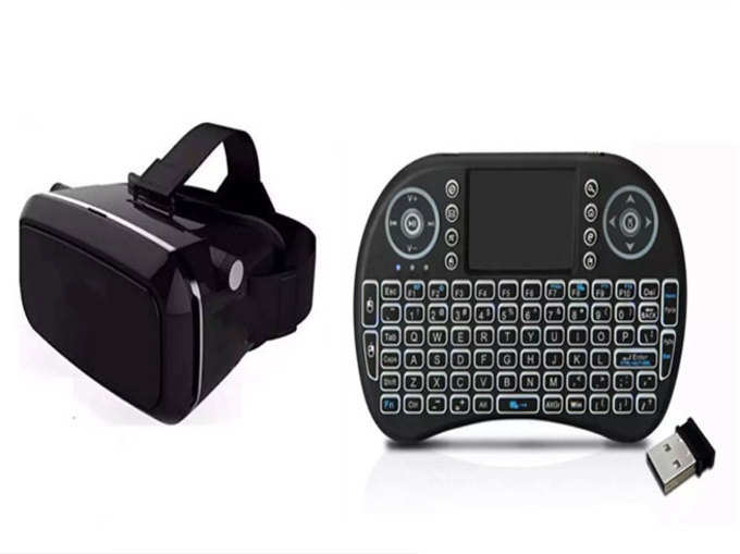 Welrock Virtual Reality 3D VR और Loopan i8 mini wireless keyboard and mouse