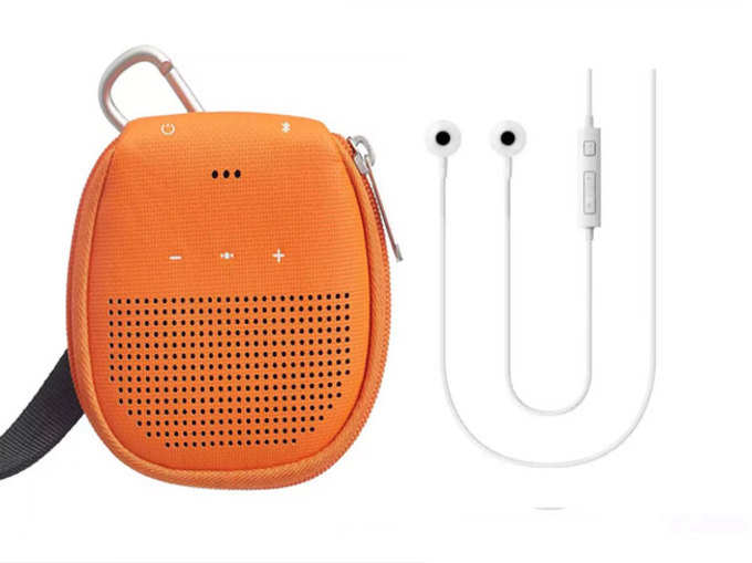 Samsung EO-HS130DWEGIN stereo headset और AmazonBasics speaker cover