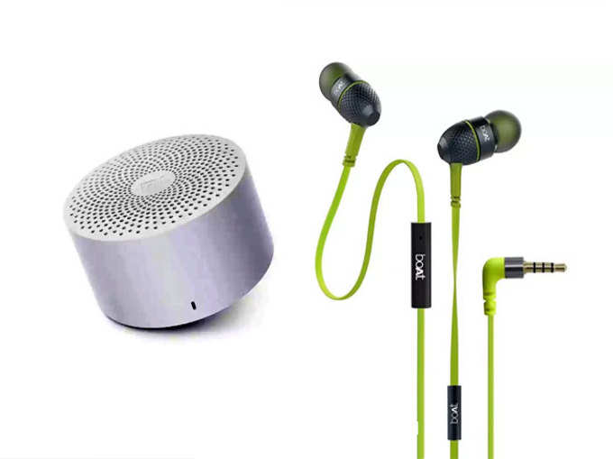 Mi Compact MDZ-28-DI Bluetooth speaker और boAt Bass Heads 225 headphones