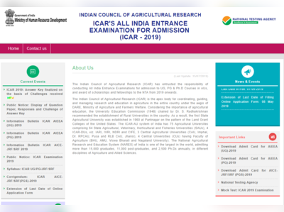 NTA ICAR Final Answer Key 2019 जारी, आज आएगा रिजल्ट