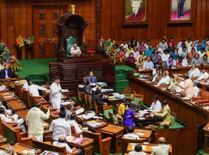 Bengaluru: Karnataka Minister D K Shivakumar speaks during the confidence motion...