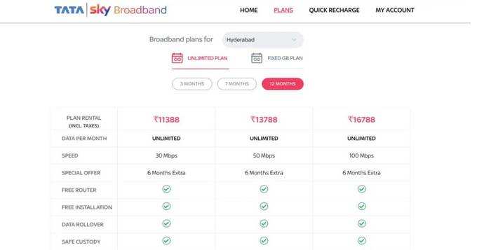 Tata Sky Broadband Long Term Plans Offers Extra Free Service