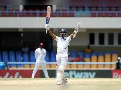 രഹാനെക്ക് സെഞ്ച്വറി, ഇന്ത്യക്ക് കൂറ്റൻ ലീഡ്; വിൻഡീസിന് 15 റൺസിനിടെ 5 വിക്കറ്റ് നഷ്ടം