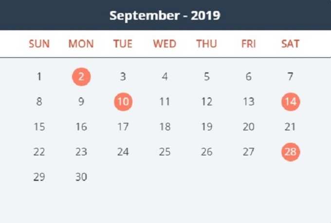 bank holidays in September