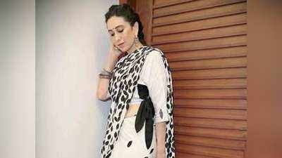 बेहद सिंपल लेकिन स्टाइलिश है Karishma Kapoor की मोनोक्रोम साड़ी