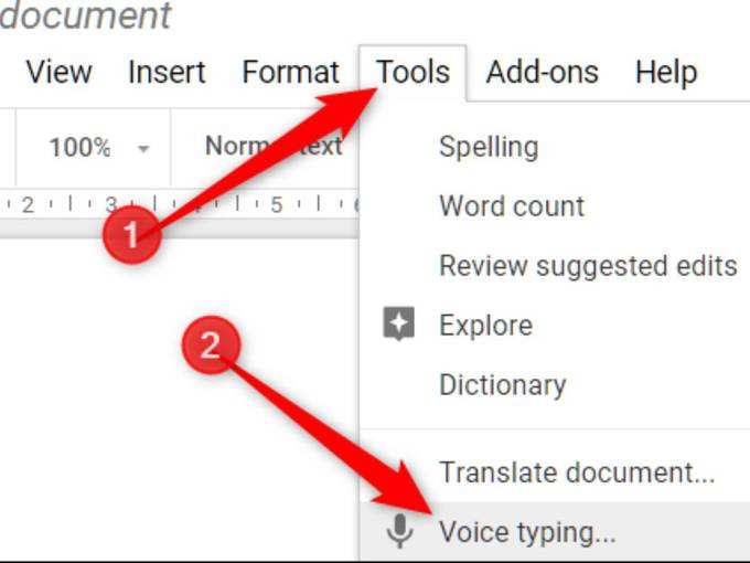 How to find Voice Typing Feature in Google Docs