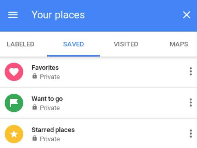 Google Maps Favourite Places