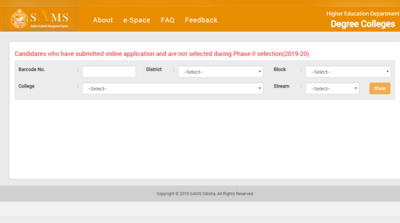 SAMS Odisha Spot Admission 2019 की लिस्ट जारी, 46,000 सीट खाली