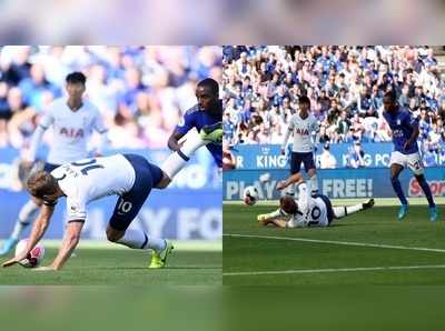 Leicester City vs Tottenham: തള്ളിയിട്ടപ്പോള്‍ കിടന്ന് ഗോളടിച്ചു; ഫുട്ബോള്‍ ലോകത്തെ അമ്പരപ്പിച്ച ഹാരി കെയ്നിന്‍റെ ഗോള്‍ കാണാം