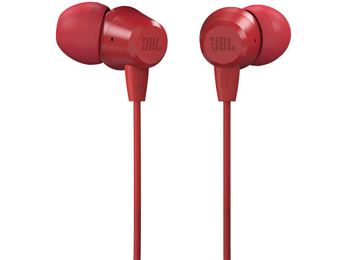 JBL C50HI in-Ear Headphones with Mic (Red)