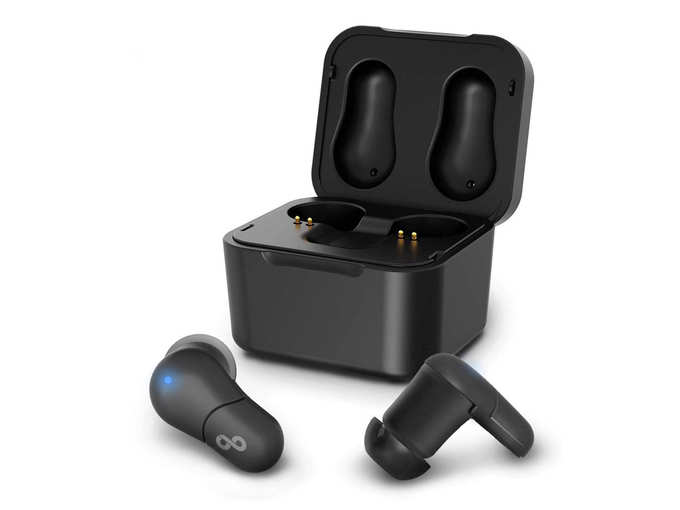 CrossBeats Air True Wireless Bluetooth Earphones Earbuds Headphones with Mic and Portable Charging Dock (Black)