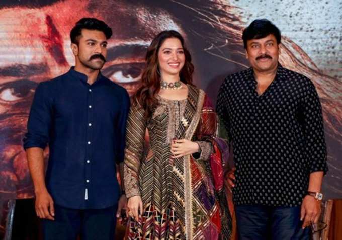 Mumbai: South Indian film actor Ram Charan (L), Bollywood actress Tamannaah Bhat...