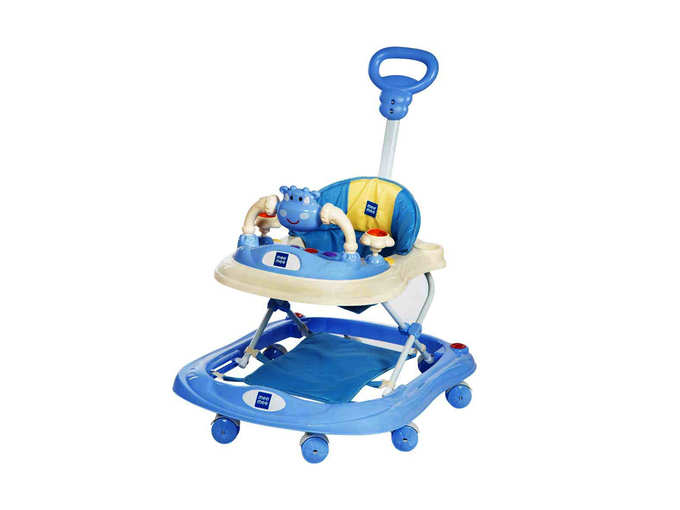 Mee Mee Baby Walker with Adjustable Height and Push Handle Bar Blue
