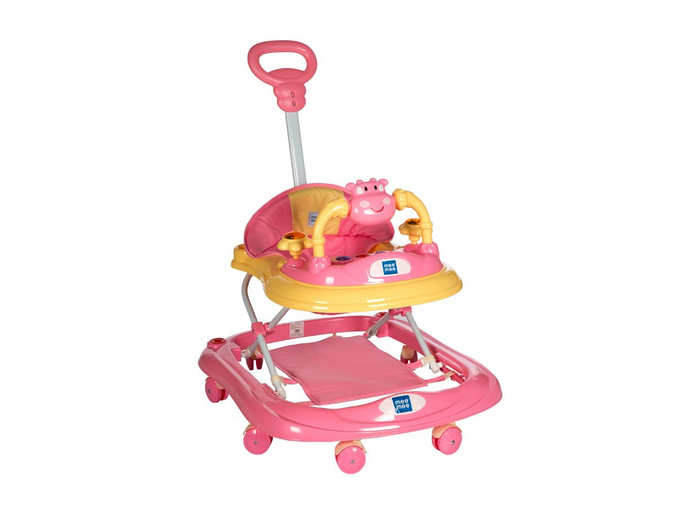 Mee Mee Baby Walker with Adjustable Height and Push Handle Bar Pink