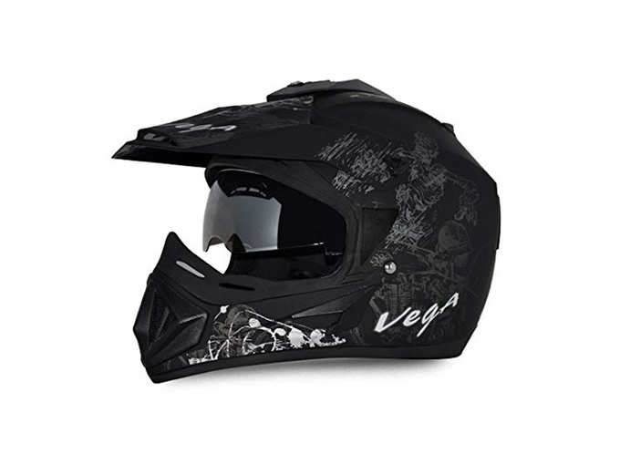 Vega Off Road OR D V SKT DKS_M Sketch Full Face Graphic Helmet Dull Black and Silver M