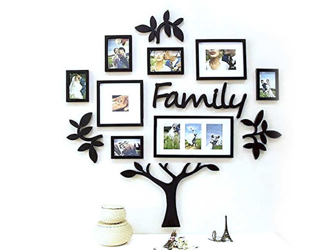 Paper Plane Design Family Tree Wooden Photo Frame Set of 13