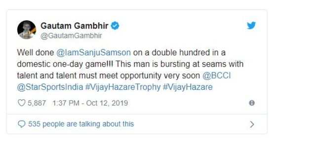 gambhir tweet