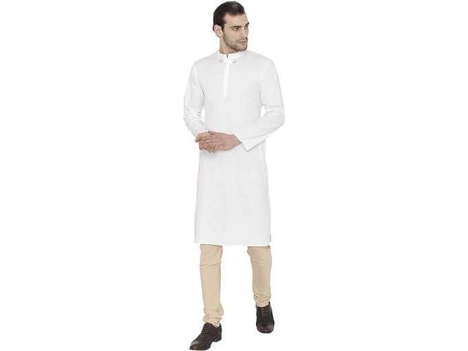 Raas Prêt Men White Cotton with Flap Detail Straight Kurta