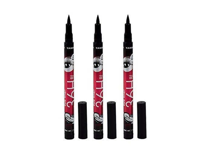 Kalaram Yanqina Precision Liquid Waterproof Lash Eyeliner Pencil Colour Black Pack Of 3