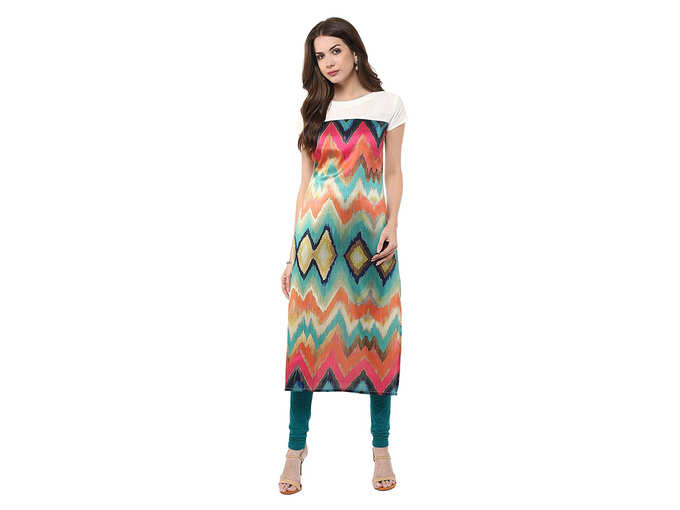 Janasya Women&#39;s Multi-Color Casual Crepe Kurti