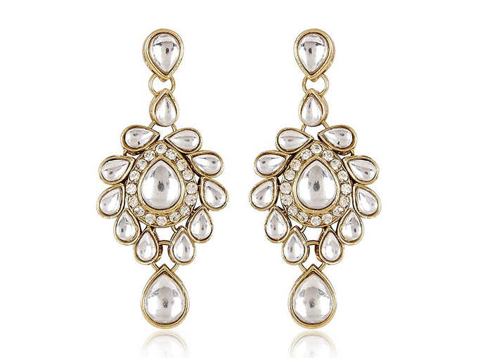 Shining Diva Kundan Glitter Earrings for Women