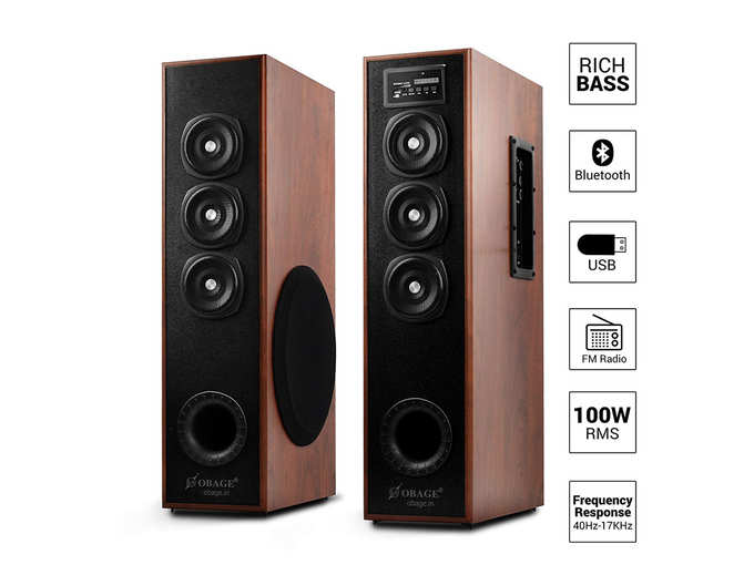 OBAGE DT-2605 Multimedia Dual Tower Speakers with Bluetooth