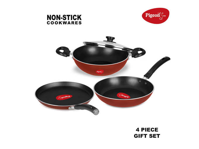 Pigeon by Stovekraft Basics Induction Base Non-Stick 4 PC Cookware Set