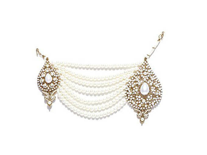 Zaveri Pearls Non Precious Metal Golden Jadau Side Passa for Women