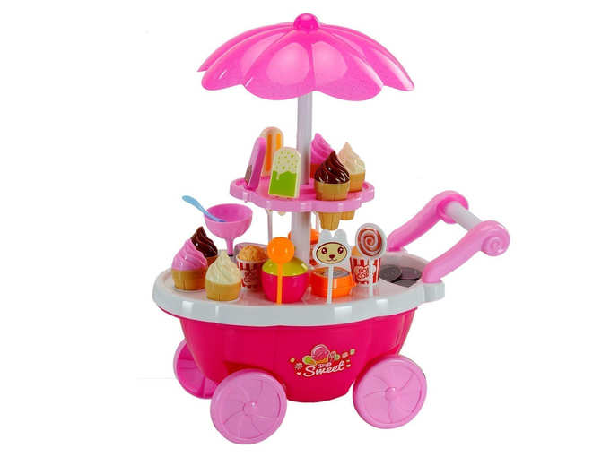 Nabhya Ice Cream Play Cart Kitchen Set Toy with Lights and Music