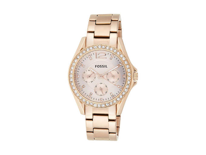 Fossil Riley Analog Rose Gold Dial Women&#39;s Watch - ES2811