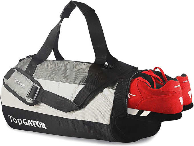 TopGator Gym Bag Sports Duffel with Shoe Compartment 34 L (GreyBlack)