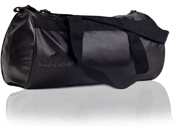 TopGator Leatherette Gym Bag Sports Duffel (Black)