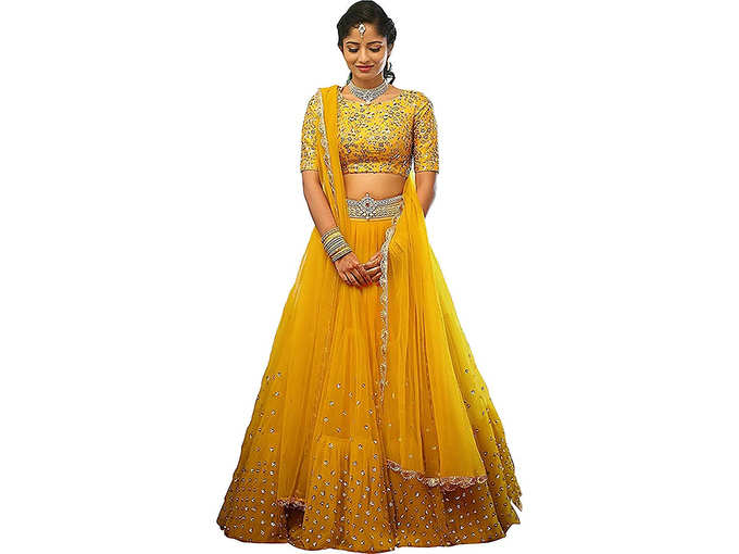 Nancy Fab Women&#39;s Embroidered colour Semi Stitched lehengas