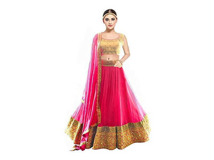 MARUTINANDAN NX Womens Silk Embroidered Semi-Stitched Silk Lehenga Choli