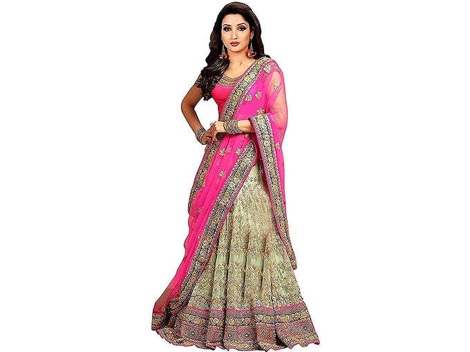 Fast Fashions Womens Pink Color Embroidered Lehenga Choli