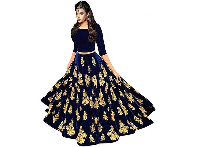 Shoryam Fashion Girls Embroidered Taffeta Silk Semi-Stitched Lehenga Choli