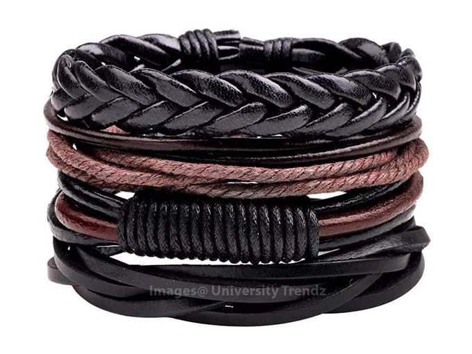 University Trendz Genuine Leather Dyed Rope Multi Strand Wrist Band Bracelet