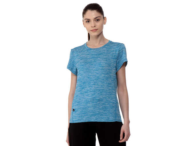 CHKOKKO Polyester Womens Round Neck Half Sleeve Yoga Sports Dryfit Active Wear Gym Tshirt