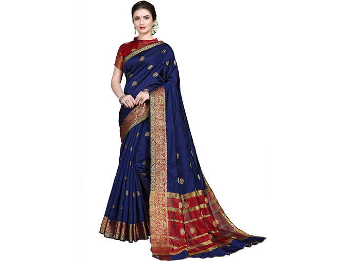 Soru Fashion Womens Kanjivaram Art Silk Banarasi Jacquard Sarees