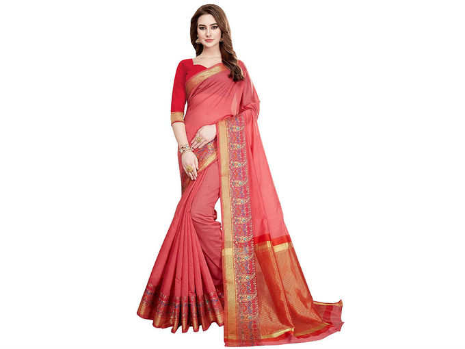 Soru Fashion Womens Kanjivaram Cotton Chanderi Silk Sarees