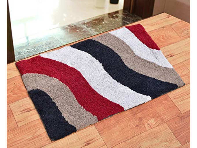 FLAURA Pure Cotton Anti Skid Water Obsorbing Door Mat for Home