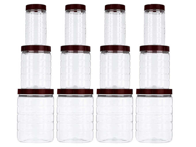 Amazon Brand - Solimo Checkered Airtight Jar Set of 12