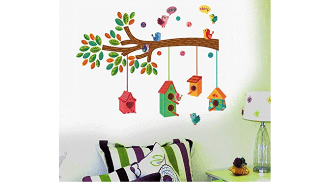 Decals-Design-&#39;-Bird-House-on-a-Branch&#39;-Wall-Sticker
